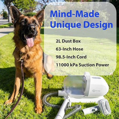 Professional Dog Grooming Kit,Pet Hair Vacuum Suction 99%,Electric Clippers with 5 in1 Grooming Kits for Shedding Grooming Home Cleaning,2L Dust Cup,Quiet,Pet Friendly