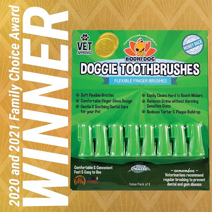 Bodhi Dog Finger Toothbrush for Dogs & Cats | Puppy Toothbrush with Soft & Flexible Silicone Bristles for Pet Dental Care | Easy Teeth Cleaning Dog Finger Toothbrush, 8 Count