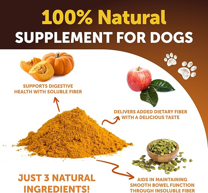 Pumpkin for Dogs - Pumpkin Powder for Dogs Digestive Support - Natural Fiber for Dogs - Healthy Stool - Mix with Water to Create Delicious Pumpkin Puree - Canned Pumpkin Alternative - 8 OZ