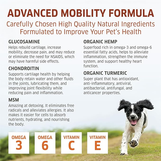 Hip and Joint Supplement for Dogs - Glucosamine for Dogs Soft Chews 120 ct - Glucosamine Chondroitin for Dogs with MSM, Hemp, Turmeric & Omega 3 - Dog Pain Relief