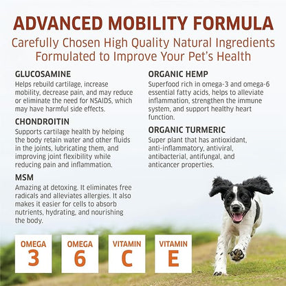 Hip and Joint Supplement for Dogs - Glucosamine for Dogs Soft Chews 120 ct - Glucosamine Chondroitin for Dogs with MSM, Hemp, Turmeric & Omega 3 - Dog Pain Relief