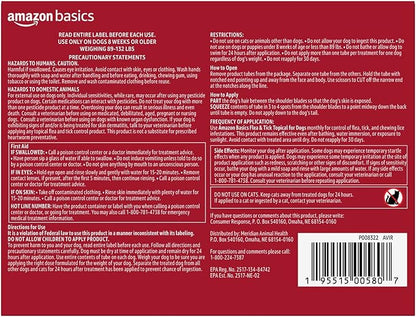 Amazon Basics Flea and Tick Topical Treatment for X-Large Dogs (89-132 lbs), 6 Count (Previously Solimo)