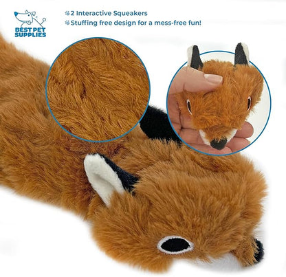 Best Pet Supplies Stuffing Free Squeaky Dog Toys for Small Dogs, Medium Dogs, and Large Dogs, Durable, Best Dog Chew Toy for Teething Puppy, Indoor Play - Fox, Raccoon, Small