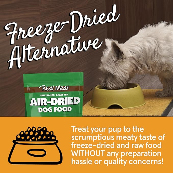 Real Meat Air Dried Dog Food w/Real Beef - 5lb Bag of USA-Crafted Grain-Free Real Meat Dog Food Sourced from Hormone-Free, Free-Range, Grass-Fed Beef - Digestible, All Natural, High Protein Beef