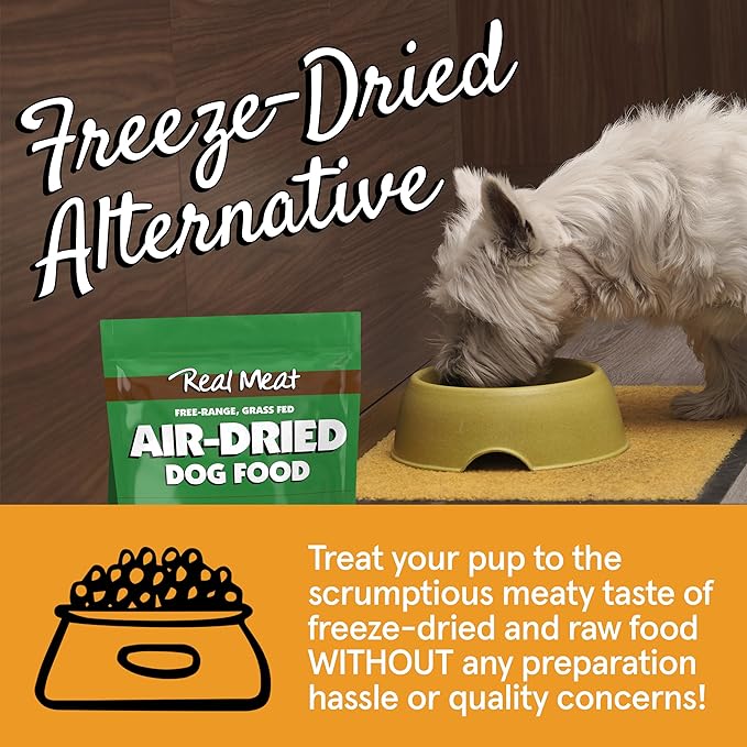 Real Meat Air Dried Dog Food w/Real Beef - 2lb Bag of USA-Crafted Grain-Free Real Meat Dog Food Sourced from Hormone-Free, Free-Range, Grass-Fed Beef - Digestible, All Natural, High Protein Beef