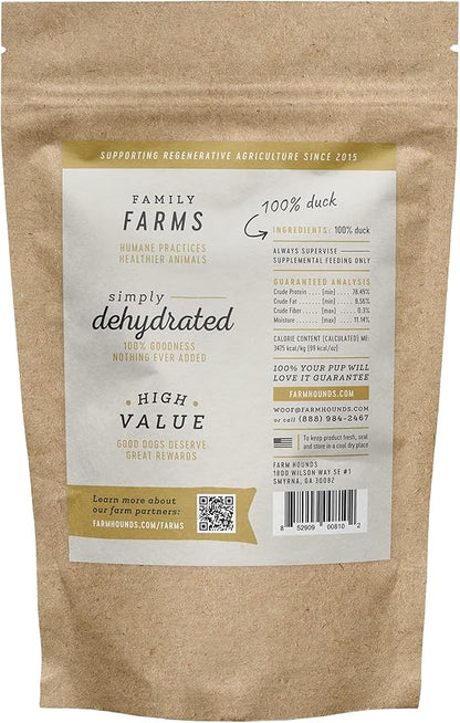 Farm Hounds Duck Jerky Dog Treats, Premium, Natural & Healthy Jerky Treats for Small, Medium & Large Dogs, Made in USA, Duck Treat, 3.5oz