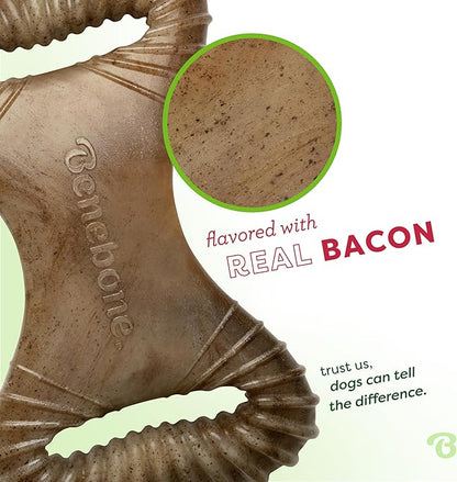 Benebone Dental Durable Dog Chew Toy for Aggressive Chewers, Real Bacon, Made in USA, Small