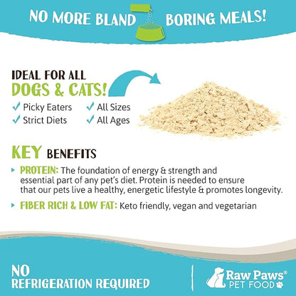 Raw Paws Boost Pet Food Topper Organic Peanut Powder, 2.8-oz - Made in USA - Dog Food Topper, Peanut Butter Dog Treats Meal Toppers for Dogs, Dog Flavor Food Toppers for Picky Dogs, Dog Food Sprinkles