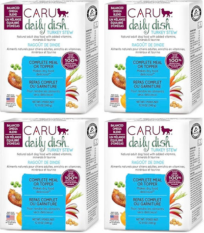 Caru - Daily Dish Turkey Stew - Healthy Functional Wet Dog Food or Food Topper - 12 oz Cartons - Pack of 4