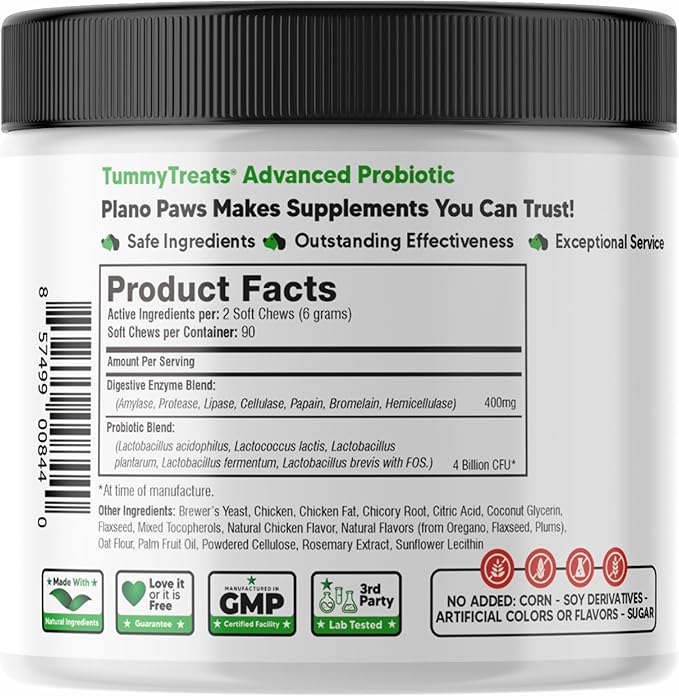 Probiotics for Dogs All Ages - Dog Probiotics for Digestive Health - Digestive Enzymes for Gut Flora, Diarrhea & Bowel Support - Gut Health Support Prebiotics for Dogs - 90 Probiotic Chews for Dogs