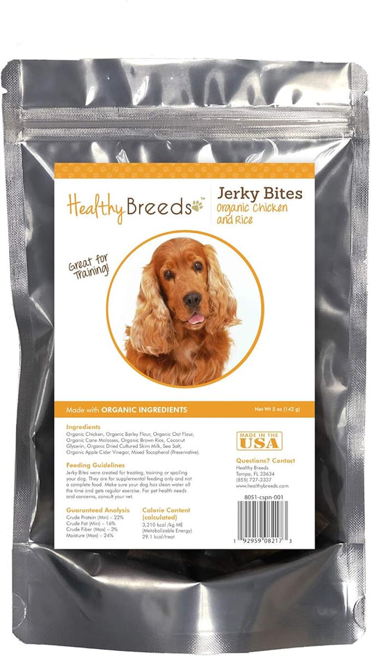 Healthy Breeds Cocker Spaniel Jerky Bites Chicken & Rice Recipe Dog Treats 5 oz