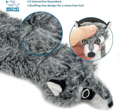 Best Pet Supplies Stuffing Free Squeaky Dog Toys for Small Dogs, Medium Dogs, and Large Dogs, Durable, Best Dog Chew Toy for Teething Puppy, Indoor Play - Fox, Raccoon, Small