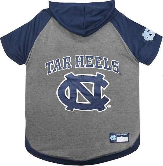 NCAA NORTH CAROLINA TAR HEELS HOODIE for DOGS & CATS, X-SMALL COLLEGIATE Licensed DOG HOODY Tee Shirt. Sports HOODY T-Shirt for Pets. COLLEGE Sporty Dog Hoodie Shirt.