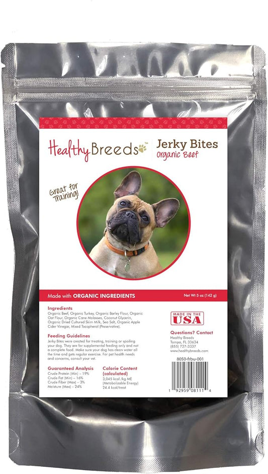Healthy Breeds French Bulldog Jerky Bites Beef Recipe Dog Treats 5 oz