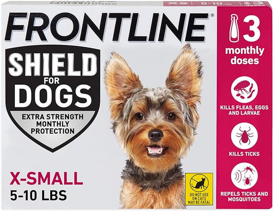 Frontline Shield Flea & Tick Treatment for X-Small Dogs 5-10 lbs., Count of 3