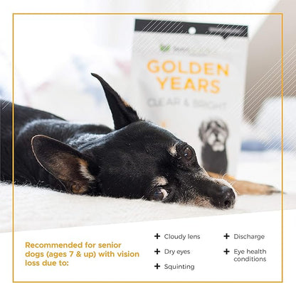 VetriScience Golden Years Clear and Bright Vision Support for Senior Dogs, Chicken Flavor, 60 Chews - Supports Cloudy and Teary Eyes and Ocular Blood Flow