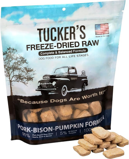Tucker's Raw Frozen Freeze Dried Raw Dog Food, Pork, Bison & Pumpkin Formula 14oz