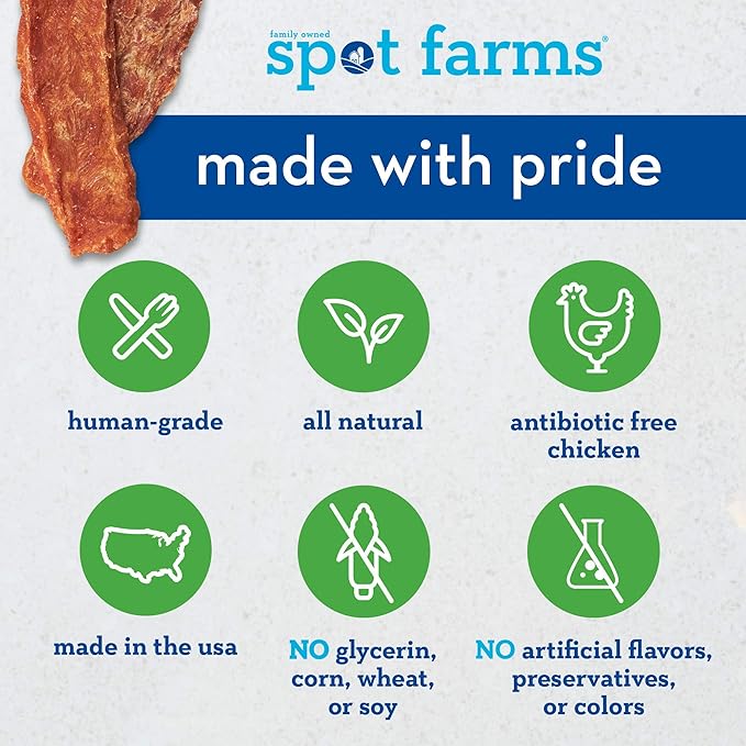 Spot Farms Chicken Jerky Healthy All Natural Dog Treats Human Grade For Skin And Coat 12 oz