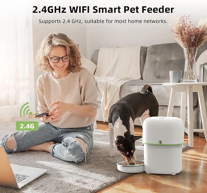 Automatic Cat Feeder WiFi - Easy to Clean 2L/4L WiFi Automatic Cat Feeder for Remote Feeding, Cat Food Dispenser with Lock Feature and Suitable Portion Size, Only 2.4GHz