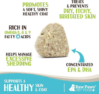 Raw Paws Skin & Coat Treats for Dogs, 10-oz/100-ct - USA Made - Coconut & Salmon Omega 3 Dog Treats, Soft Skin Chews - Dry Skin Dog Treats Support Healthy Dog Coat - Skin and Coat Supplement for Dogs