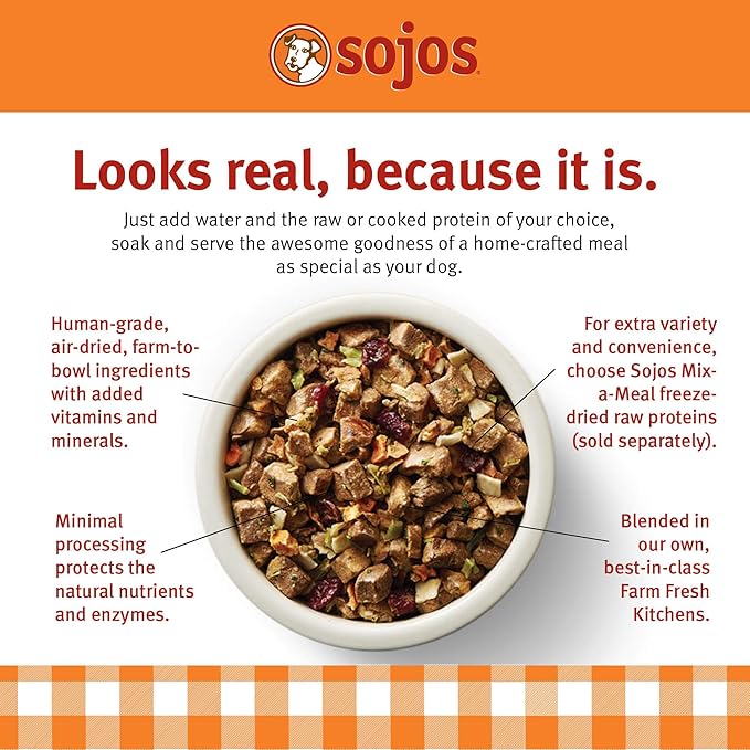 Sojos Mix-A-Meal Fruit & Veggie Pre-Mix Grain-Free Dog Food, 8 Pound Bag