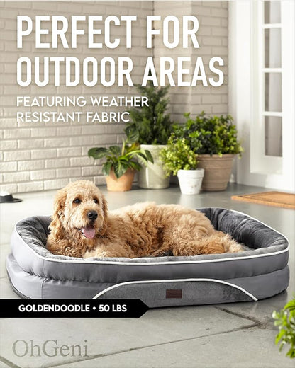 Orthopedic Dog Bed for Extra Large Dogs, Dog Couch Design with Egg Foam Support, Removable, Machine Washable Plush Cover and Non-Slip Bottom with Four Sided Bolster Cushion (Gray)