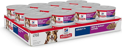 Hill's Science Diet Adult 7+, Senior Adult 7+ Premium Nutrition, Wet Dog Food, Beef & Barley Loaf, 5.8 oz Can, Case of 24