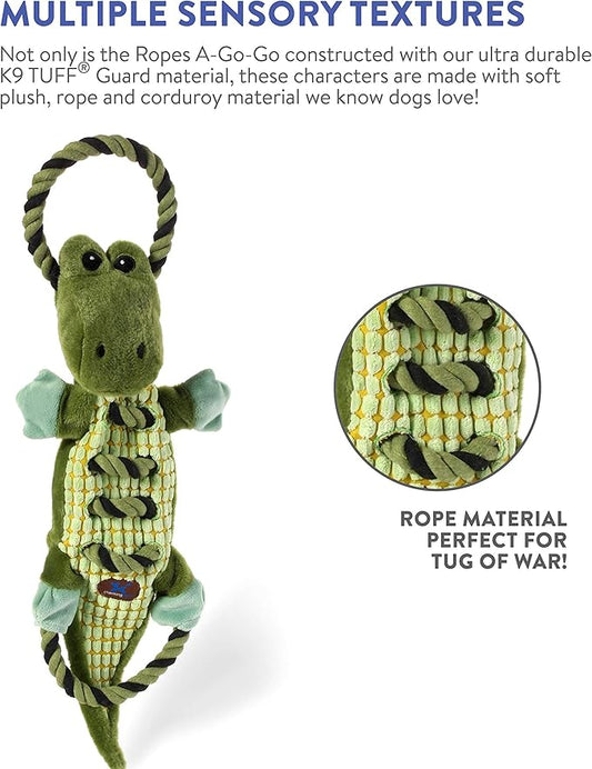 Outward Hound Ropes-A-Go-Go Gator Interactive Plush Squeaky Dog Tug Toy