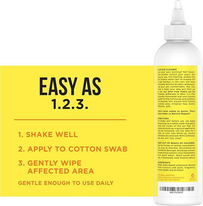 Natural Rapport Dog Ear Cleaning Drops - The Only Ear Cleaner Dogs Need - Ear Cleaner Solution for Cleaning Out Wax, Dirt, and Contaminants (Drops, 8 Oz.)