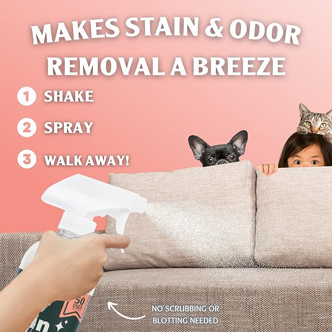 Sprinkle & Sweep Pet Accident Cleanup for all Hard Surface - Non Toxic Quick Pet Mess Cleaner & Odor Remover for Urine, Poop, Vomit, Diarrhea & Potty Training (1Bag + Sweepr Kit + 1 Spray)