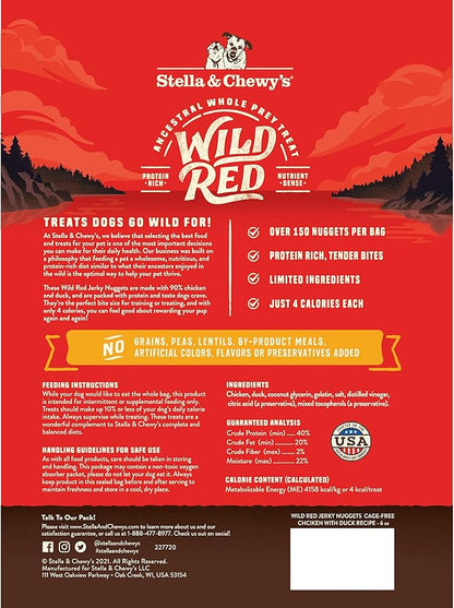 Stella & Chewy's Wild Red Jerky Nuggets Dog Treats Chicken & Duck Recipe, 6 oz. Bag