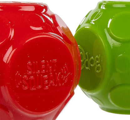 goDog (Set of 2 Holiday Collection Silent Squeak Ball Dog Toys, Ultrasonic Squeaker - Set of 2, Green & Red