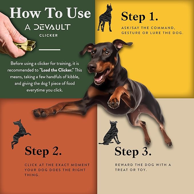 3-Pack Dog Clicker (Silver, Gold, Black) - Clickers for Pet Training – Easy-to-Carry Dog Training & Behavior Aids - Teach Your Dog Tricks or Reward His Behavior