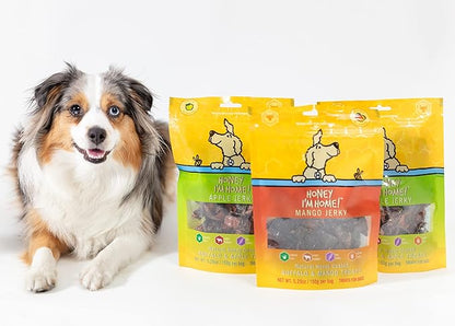 Honey I'm Home, Buffalo Wrapped Apple Jerky Dog Treats, 5.29 Ounces - All Natural, Free Range, Healthy, Grain Free, Honey Coated & Chewy