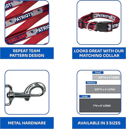 NFL PET Leash New England Patriots Dog Leash, Small Football Team Leash for Dogs & Cats. A Shiny & Colorful Cat Leash & Dog Leash Licensed by The NFL