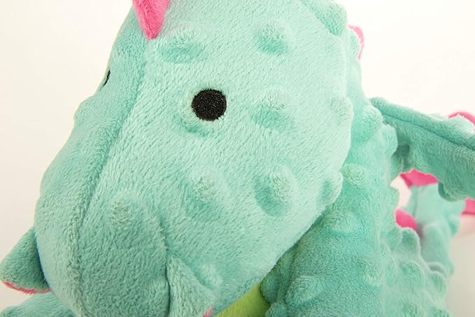 goDog Dragons with Chew Guard Technology Durable Plush Squeaker Dog Toy, Large, Seafoam, Plush Dog Toy