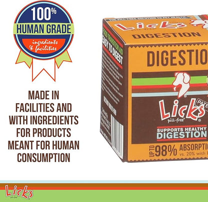 Licks Pill-Free Dog Digestion - Dog Gut Health and Gas Relief - Bloating Relief and Digestion Supplement for Dogs - Dog Health Supplies - Gel Packets - 10 Use