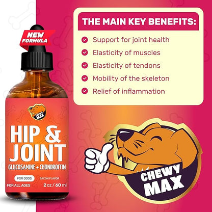 Liquid Dog Joint and Hip Supplement | Glucosamine for Dogs | Hip and Joint for Dogs | Dog Hip and Joint Supplement | Dog Joint Supplement | 2 Oz