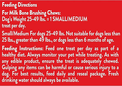 Milk-Bone Original Brushing Chews, 25 Small/Medium Daily Dental Dog Treats Scrubbing Action Helps Clean Teeth
