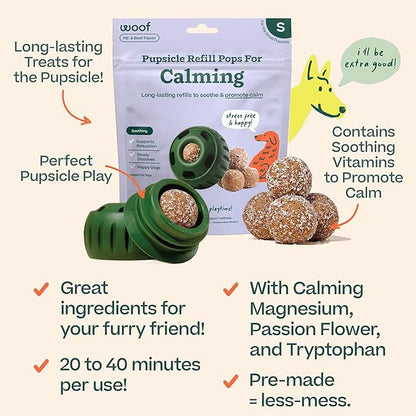 WOOF Pupsicle Refill Pops for Calming - Calming Dog Treats - Long-Lasting Refills for The Pupsicle Toy to Promote Calm - Magnesium for Dogs- Small Pops - 10 count