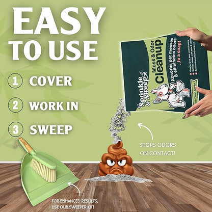 Sprinkle & Sweep Pet Accident Cleanup for all Hard Surface - Non Toxic Quick Pet Mess Cleaner & Odor Remover for Urine, Poop, Vomit, Diarrhea & Potty Training 4 Pack (15oz Each)