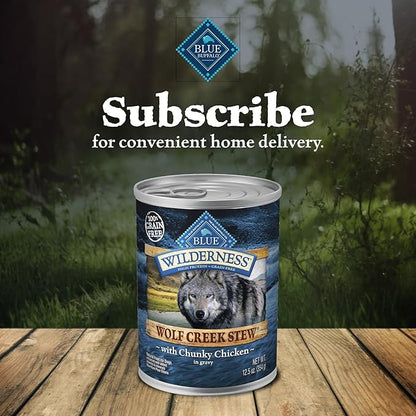 Blue Buffalo Wilderness Wolf Creek Stew High Protein, Natural Wet Dog Food, Chunky Chicken Stew in gravy 12.5-oz cans (Pack of 12)