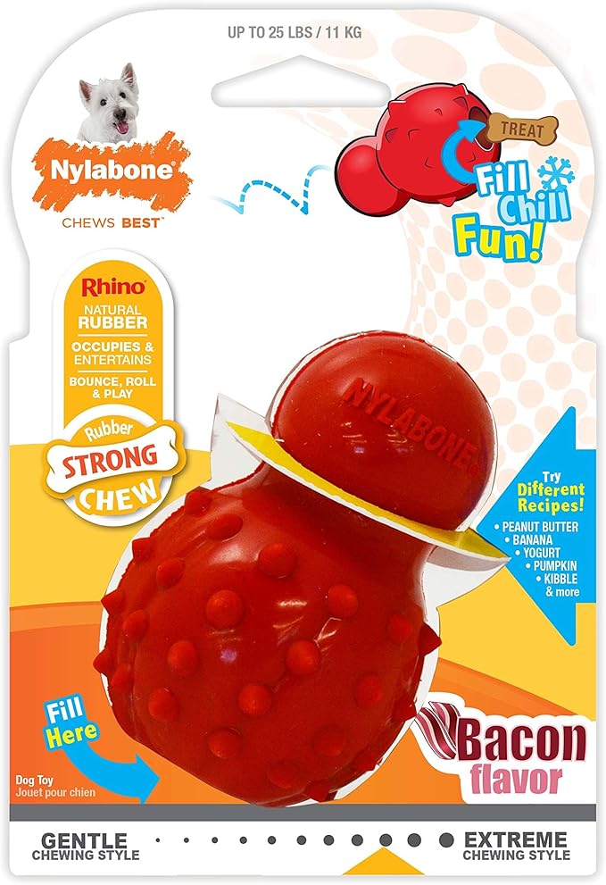 Nylabone Strong Chew Cone Stuffable Chew Toy for Dogs, Bacon Flavored Fillable Treat Toy, Small/Regular - Up to 25 Ibs. (1 Count)