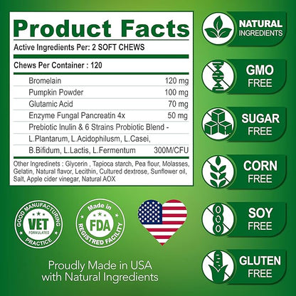 No Poo Chews for Dogs - Coprophagia Stool Eating Deterrent for Dogs - Prevent Dog from Eating Poop - Stop Eating Poop - Probiotics & Digestive Enzymes Supplement - Forbid for Dogs - Made in USA