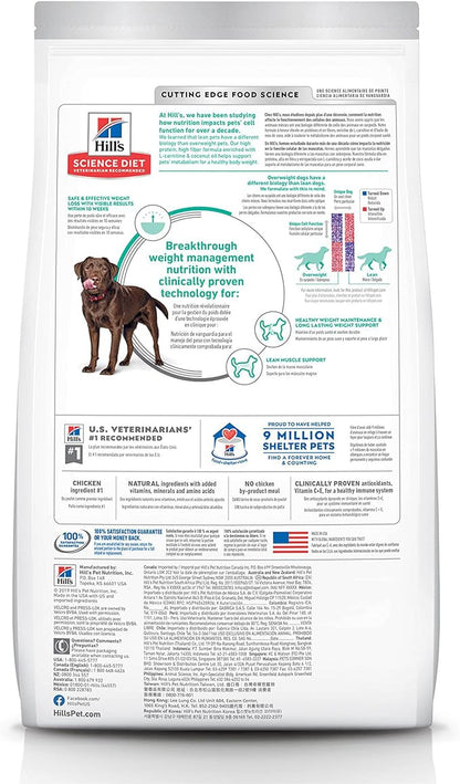 Hill's Science Diet Perfect Weight, Adult 1-5, Large Breed Weight Management Support, Dry Dog Food, Chicken Recipe, 25 lb Bag