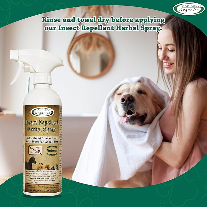 Protection Spray for Dogs, Cats, and Small Animals - Natural Mosquito Defense, Pet Safety Spray - Pet Safe Formula - 16 FL oz