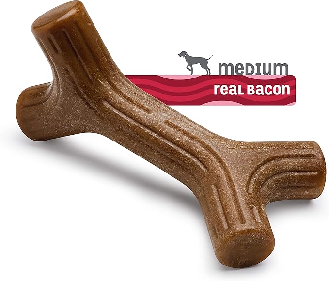Benebone Bacon Stick Durable Dog Chew Toy for Aggressive Chewers, Real Bacon, Made in USA, Medium