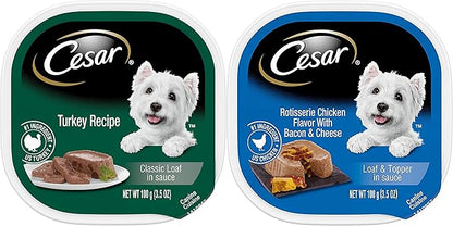 Cesar Soft Wet Dog Food Classic Bundle with 08 Flavors(1 Unit Each Flavor) . Total Units .Bundle a 1 roll Green Bone Waste Bag., 3.5 Ounce (Pack of 8)