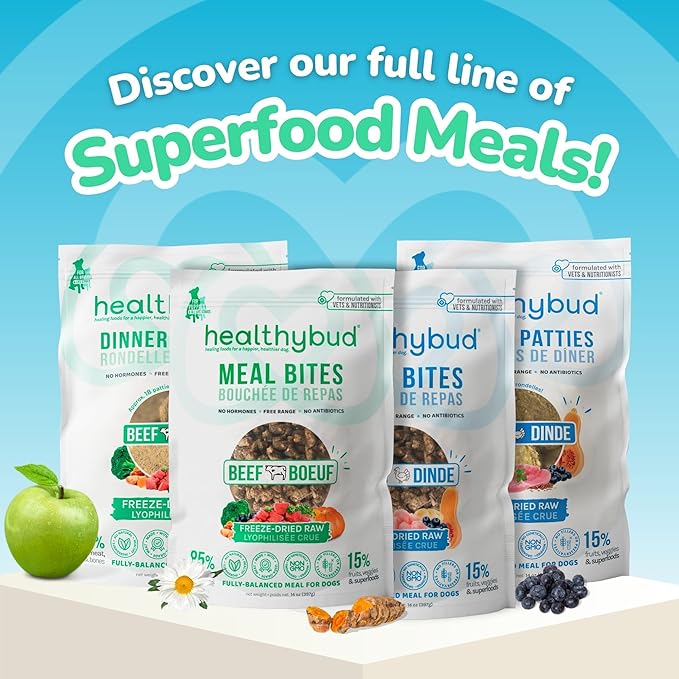 healthybud Raw Dog Food, Freeze Dried Beef Bites, Grain Free Puppy Food, Human Grade, High Protein, Dehydrated Real Meat Dog Treats & Toppers, 14.1 oz