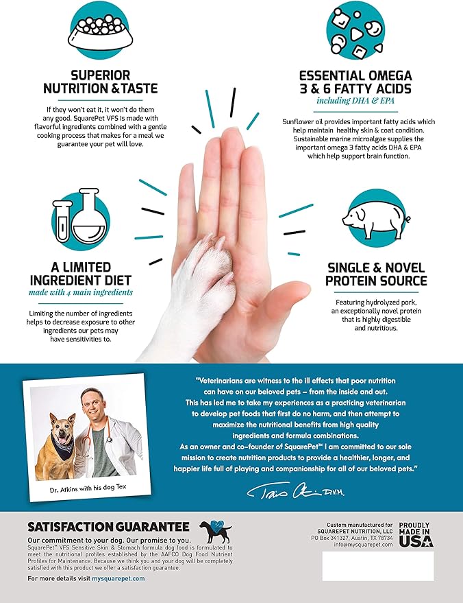 Veterinarian Formulated Solutions Hydrolyzed Protein Skin and Digestive Support Dry Dog Food, Help with Hot Spots, Itchiness Pork Flavor 4.4lbs